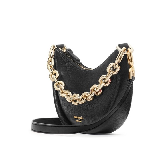 Black Kate Spade Crossbody With Gold Chain Link - Picture 4 of 5
